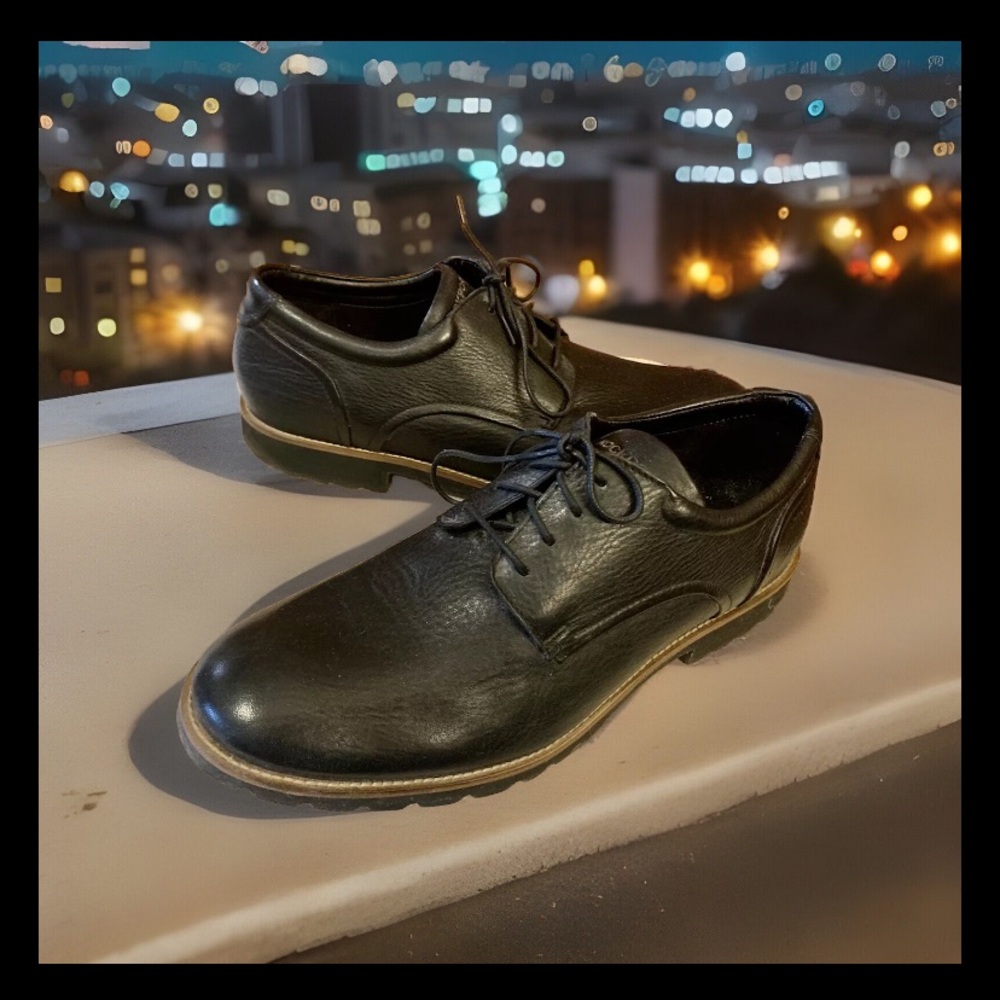 Men’s ROCKPORT Adiprene by Adidas black leather Oxford dress shoes V74248 11.5M